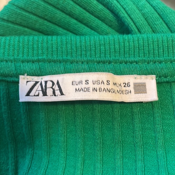 ZARA SQUARE NECK SHIRT GREEN 0962/155/500 LONG SLEEVE TOP - Picture 4 of 14